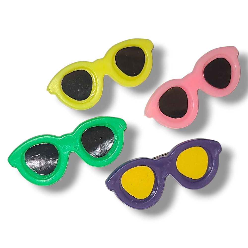 Vintage‎ 80s 90s Sunglasses Brooch Pin Lot Colorful Plastic Retro Fashion Set 4